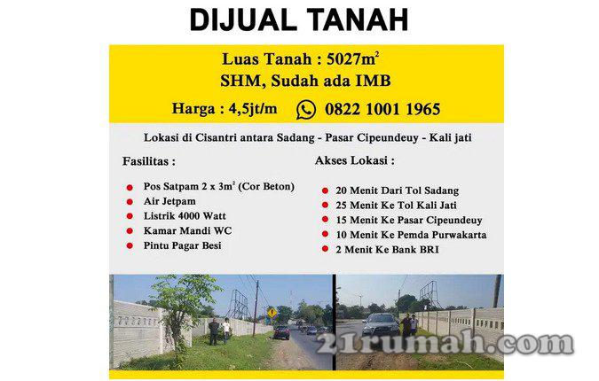 Dijual Cepat Tanah Sudah SHM dan IMB