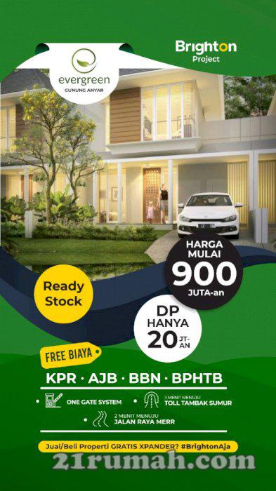 Dijual rumah baru Evergreen de parc Gunung Anyar