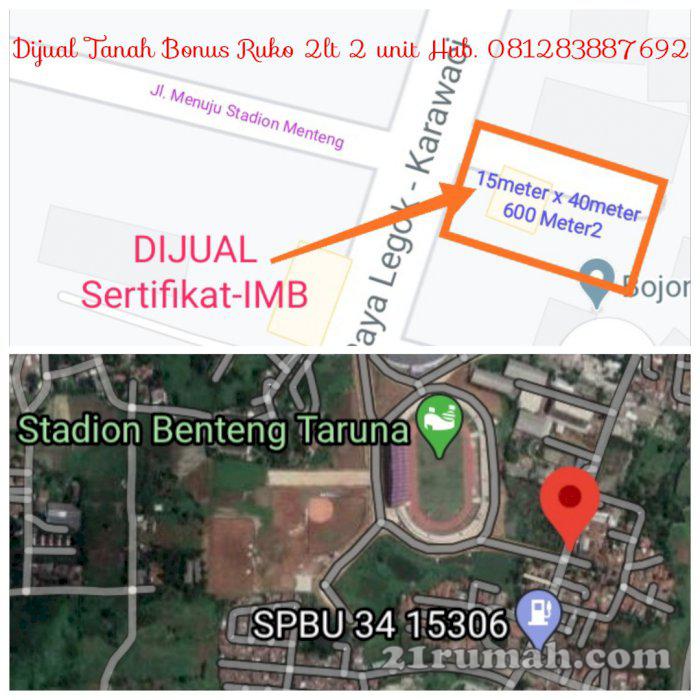 DIJUAL TANAH - BONUS RUKO 2lantai (2 unit)