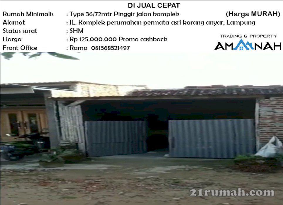 Rumah minimalis 36/72 full renofasi harga murah karanganyar lampung