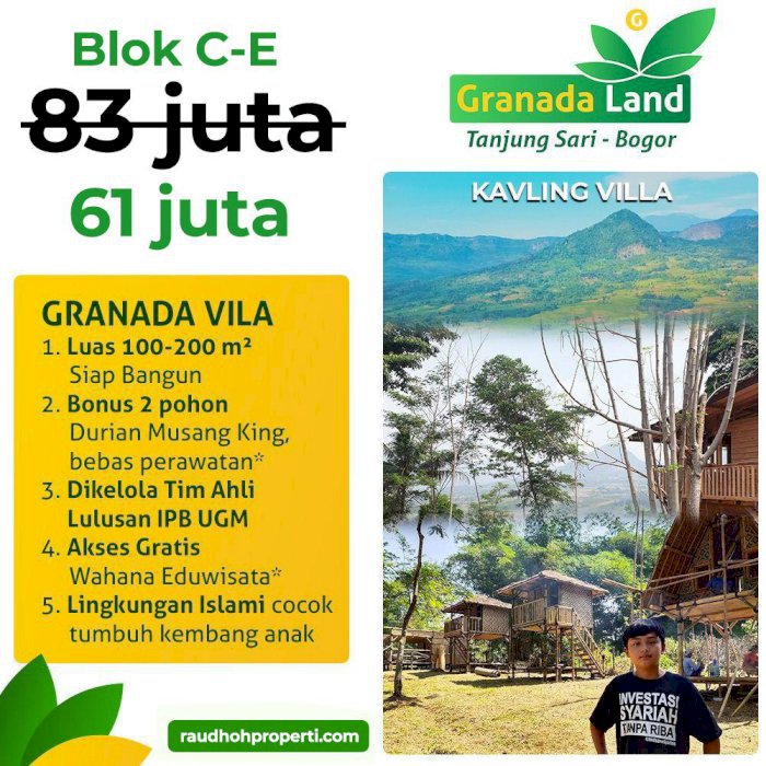 Kavling villa ditengah kawasan eduwisata