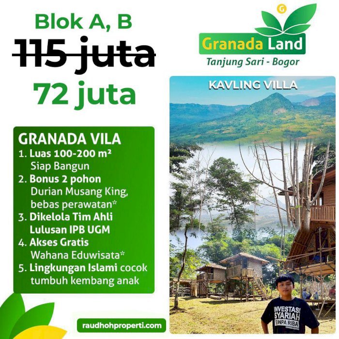 KAVLING VILLA Di tengah kawasan EDUWISATA TERMURAH (SLOW TERBATAS)