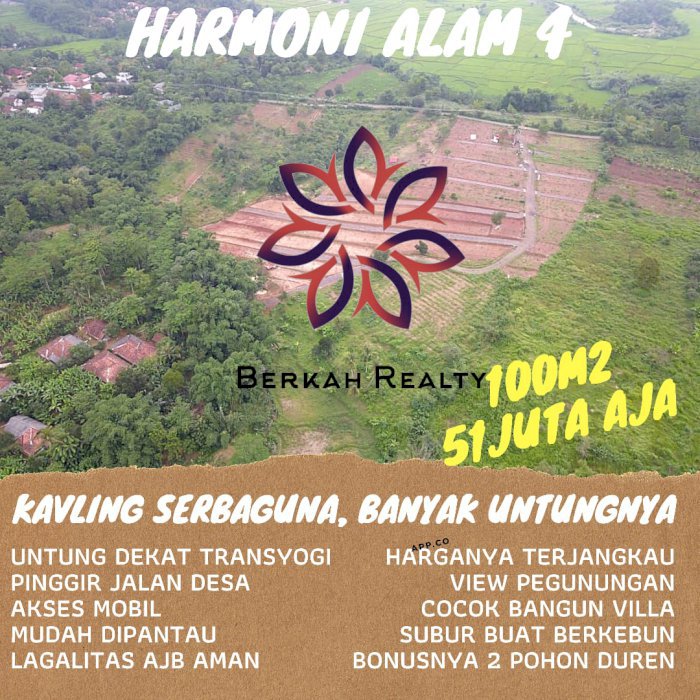 Jual tanah pinggir jalan view pegunungan