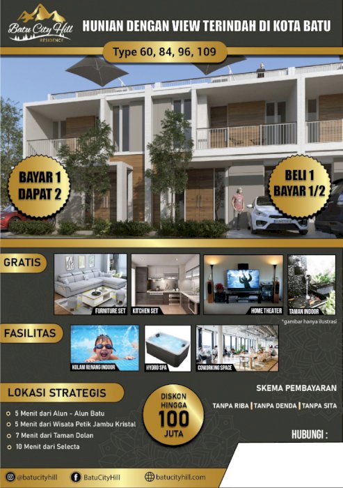 Investasi Villa di Batu Bayar satu dpt dua beli satu bayar separuh