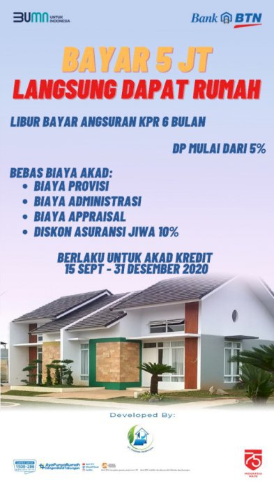 Rumah 2 lantai hanya 700 juta, KPR bebas cicilan 6 bulan
