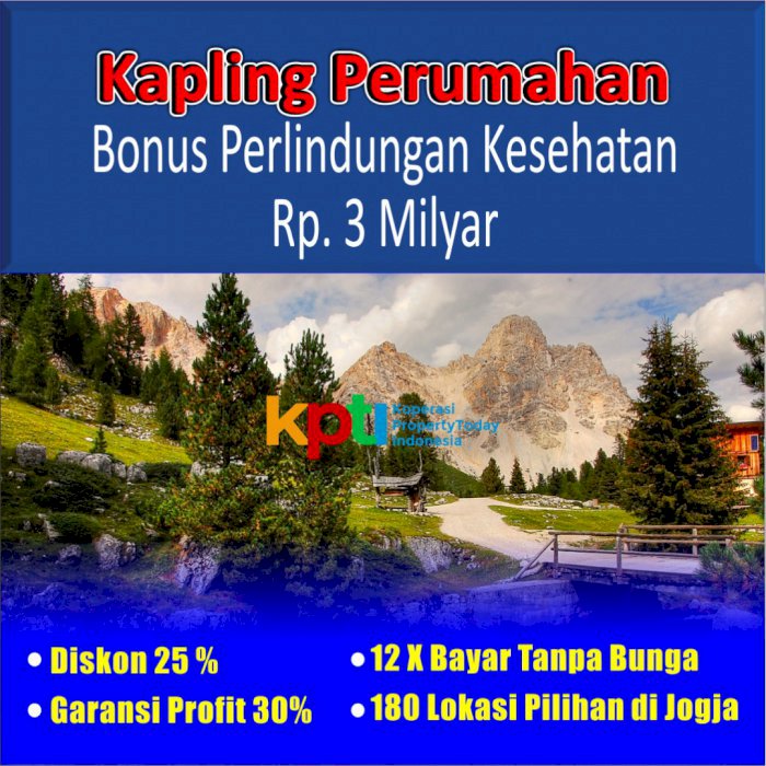 Tanah Pinggir Aspal 5 Menit Ke Sleman City Hall, Harga Promo Launching