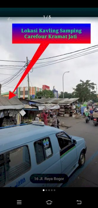 Tanah Murah Dipinggir Jalan Kramat Jati Samping Carefour Jaktim