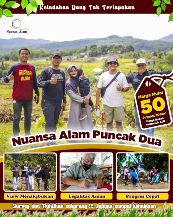 Nuansa Alam Kavling Tanah Murah Pinggir Jalan Menuju Wisata Puncak Dua