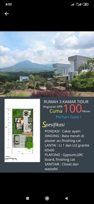 Semi villa 2 lantai dekat kawasan pendidikan  Jatinangor