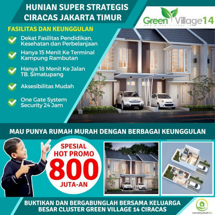 Cuma 800JTan Rumah KPR Syariah 2 LT Di PKP, Ciracas Jaktim Dekat Tol 