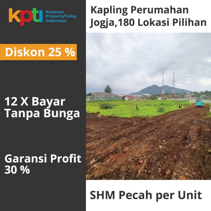 Kapling Premium Ditengah Kota Jogja, Sertipikat SHM Include Fasum