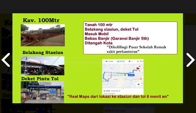 Jual 100mtr tanah belakang stasiun depok