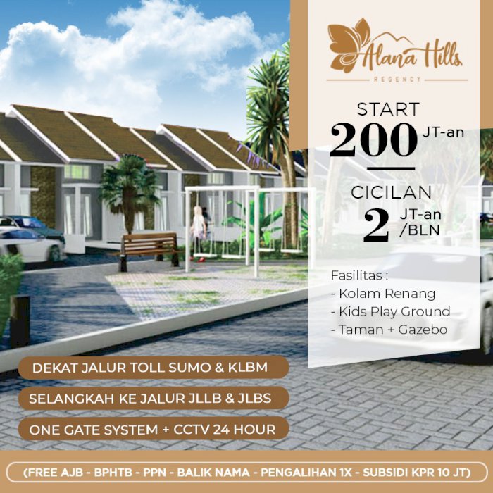 Alana Hills Driyorejo rumah 200jt-an open NUP Now!!