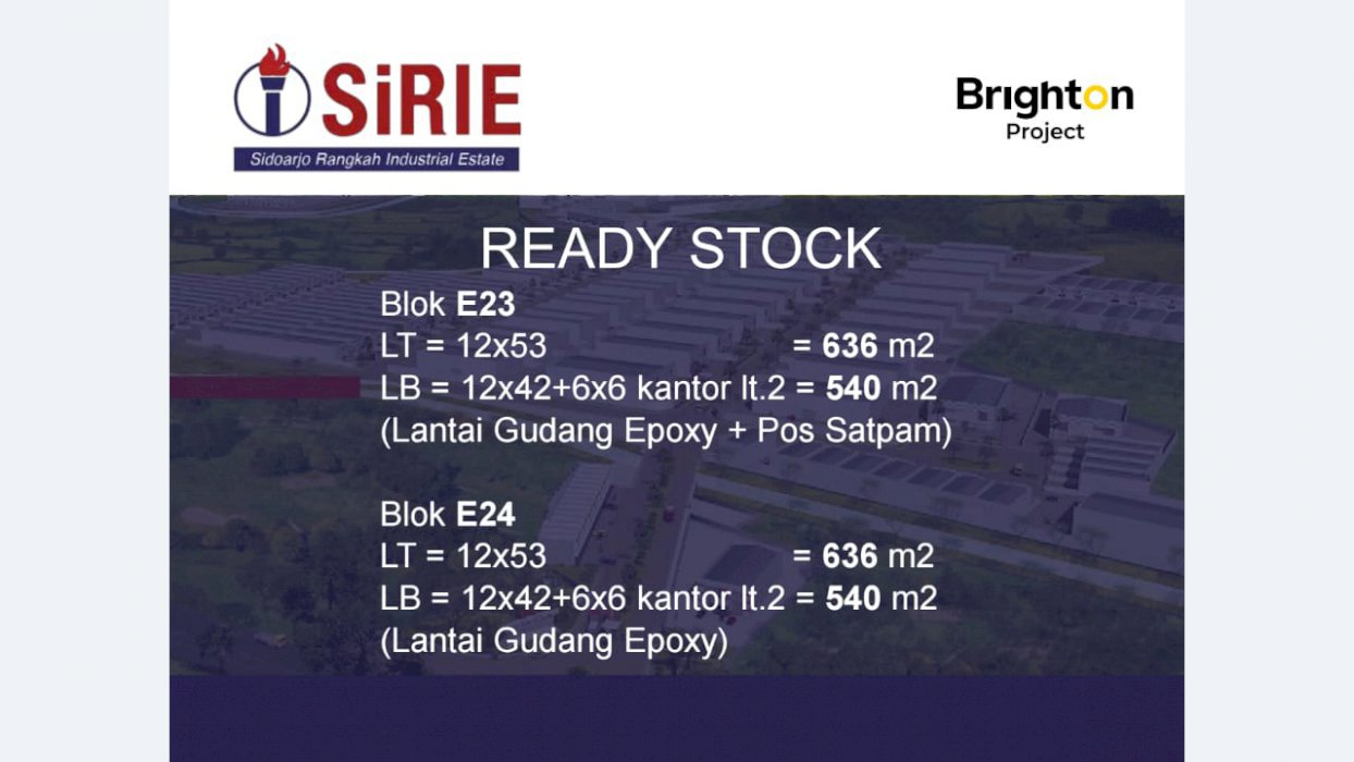 Pergudangan SIRIE Lingkar Timur Sidoarjo start 2M lahan parkir pribadi