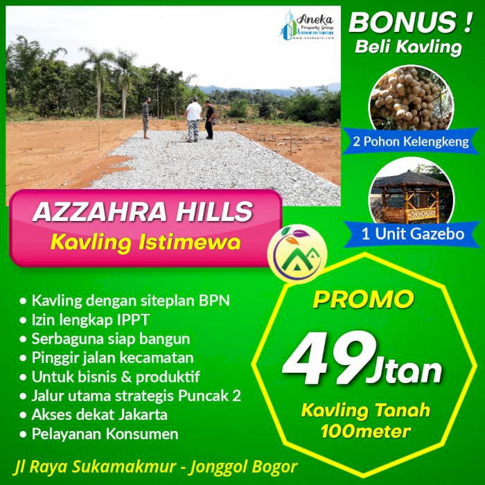 Az-Zahra Hill Tanah Kavling Murah Lokasi   Area Wisata legalitas aman