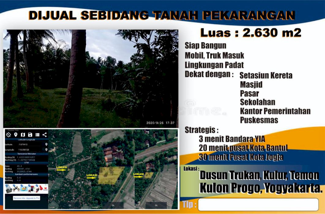 Dijual Tanah Pekarangan di Trukan Kulur Temon Kulonprogo