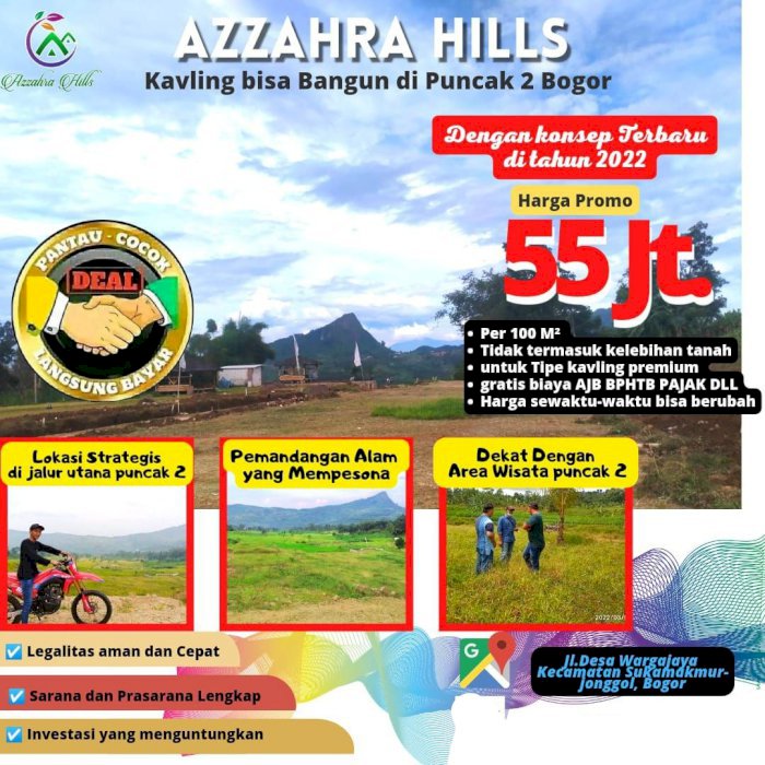 Azzahra Hills Kavling Tanah di Wisata Puncak 2 Bogor Timur