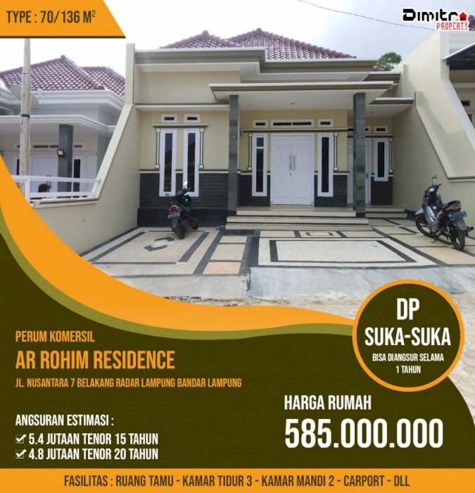 Rumah Cluster Paling Murah Tengah Kota Bandar Lampung 