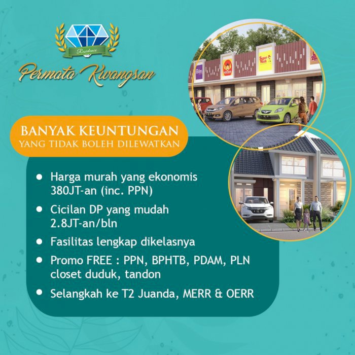 Open NUP!! Permata Kwangsan 380jt-an selangkah ke T2 Juanda & OERR 