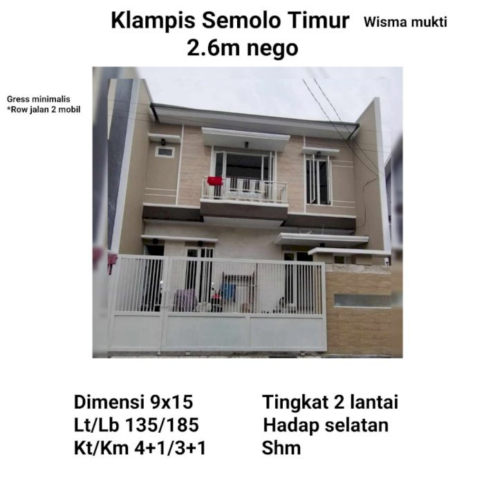 Dijual Rumah Gress Minimalis Klampis Semolo Timur 2,6M.NEGO