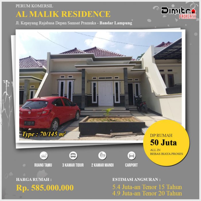 Hunian Komersil Mewah Depan SAMSAT Rajabasa Bandar Lampung