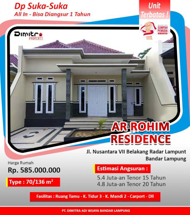 Siap Huni Rumah Mewah Tengah Kota Bandar Lampung 