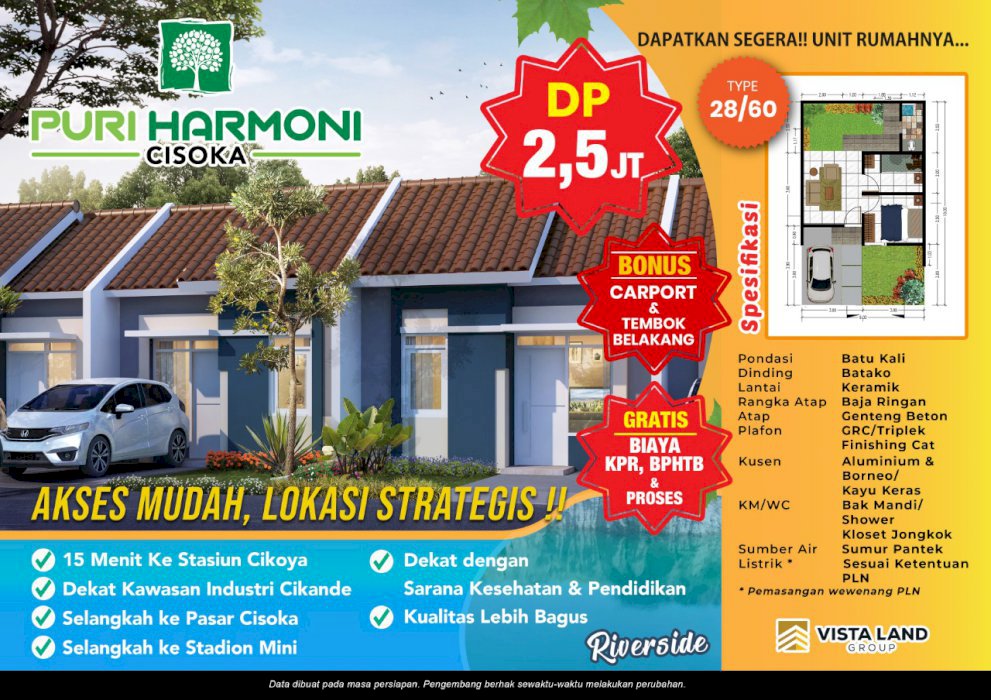PURI HARMONI CISOKA HANYA 3, 5 JUTA ALL IN DAPATKAN SEGERA