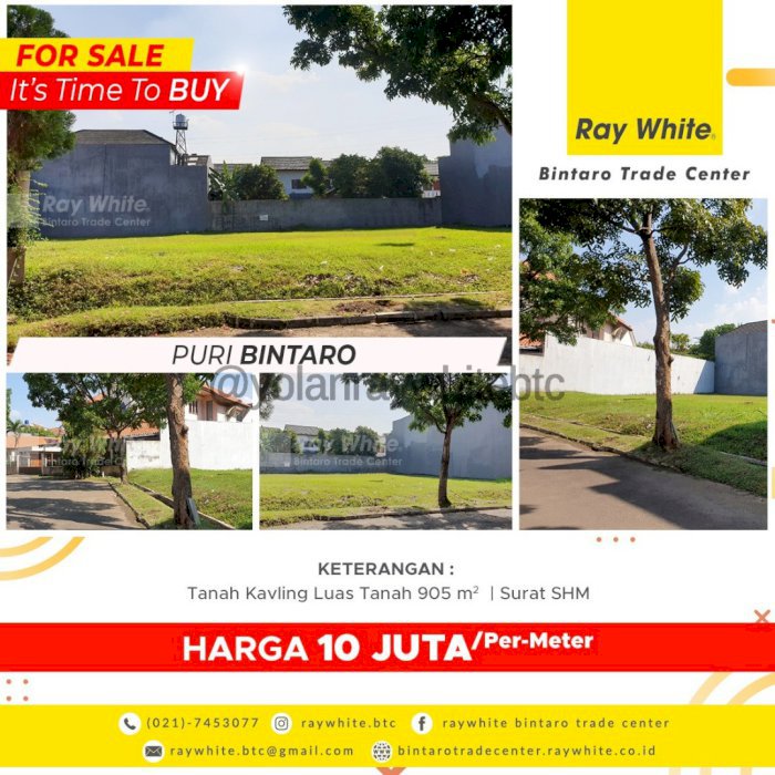 Tanah Kavling Strategis dan Luas @Puri Bintaro