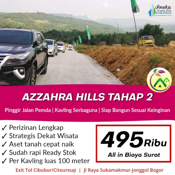 TANAH MURAH PINGGIR JALAN KAVLING AZ ZAHRA HILLS JONGGOL  BOGOR