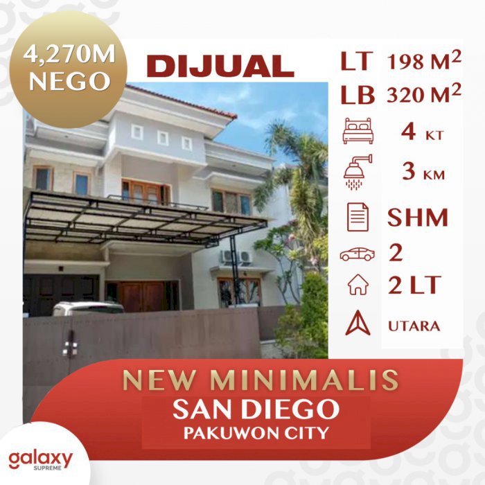 Rumah San Diego Pakuwon City Dijual Cepat Dekat San Antonio Palm Beach