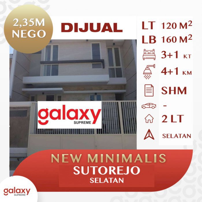 Rumah Baru Gress Sutorejo Selatan Minimalis Siap Huni