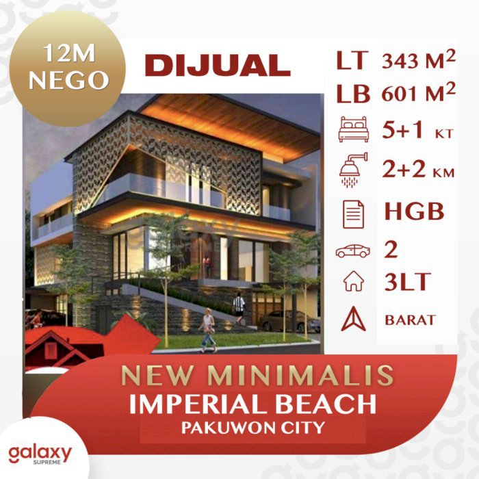 RUMAH MEWAH SPLIT LEVEL 3 LANTAI IMPERIAL BEACH PAKUWON CITY Mulyorejo