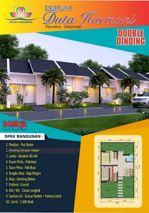 DUTA HARMONI HARGA DP 8 JUTA ALL IN LOKASI TIGA RAKSA TANGERANG