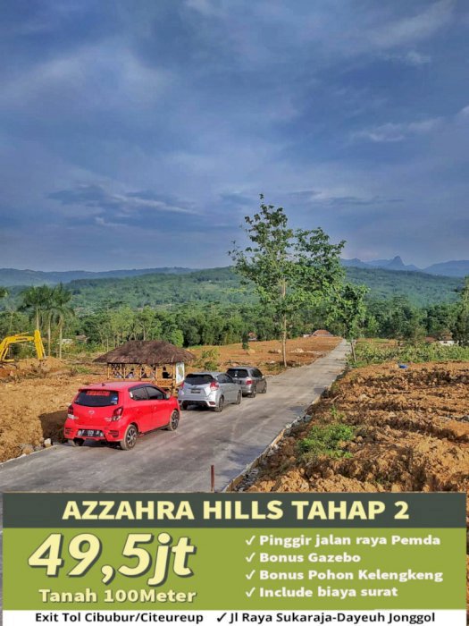 DI JUAL CEPAT TANAH PINGGIR JALAN KAVLING AZ ZAHRA HILL JALUR PUNCAK 2