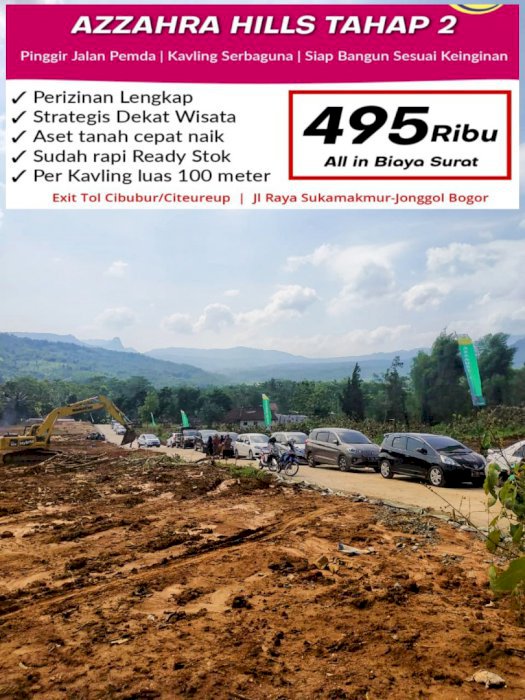 TANAH MURAH BISA DIBANGUN PERMANEN PINGGIR JALAN VIEW PEGUNUNGAN