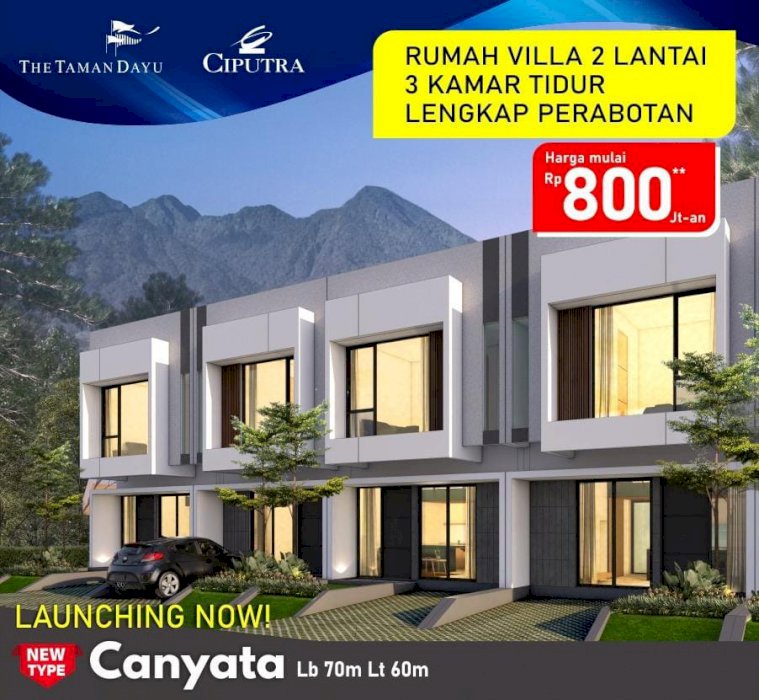 Rumah Villa Taman Dayu Tipe Canyata 2 Lantai Bonus Perabot By Ciputra