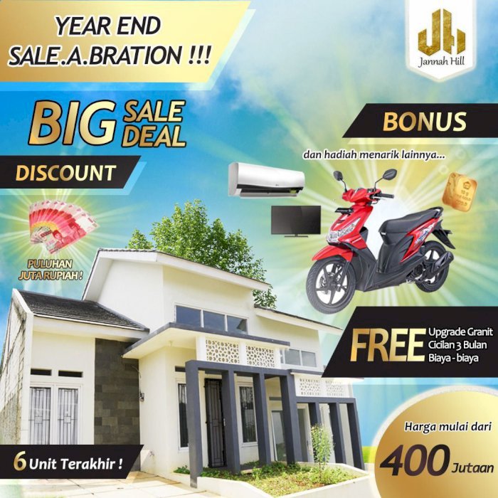 Promo Akhir Tahun Rumah Syariah Bonus Motor,Logam Mulia,Dekat Stasiun Citayam
