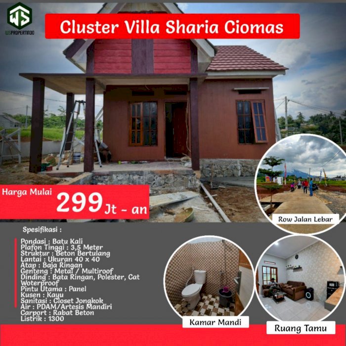 Di Jual Rumah Villa siap huni di Cluster Villa SHARIA