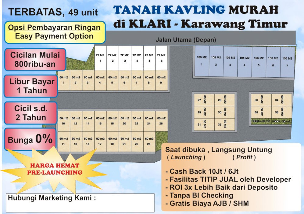 Tanah Kavling Murah Di Klari Karawang