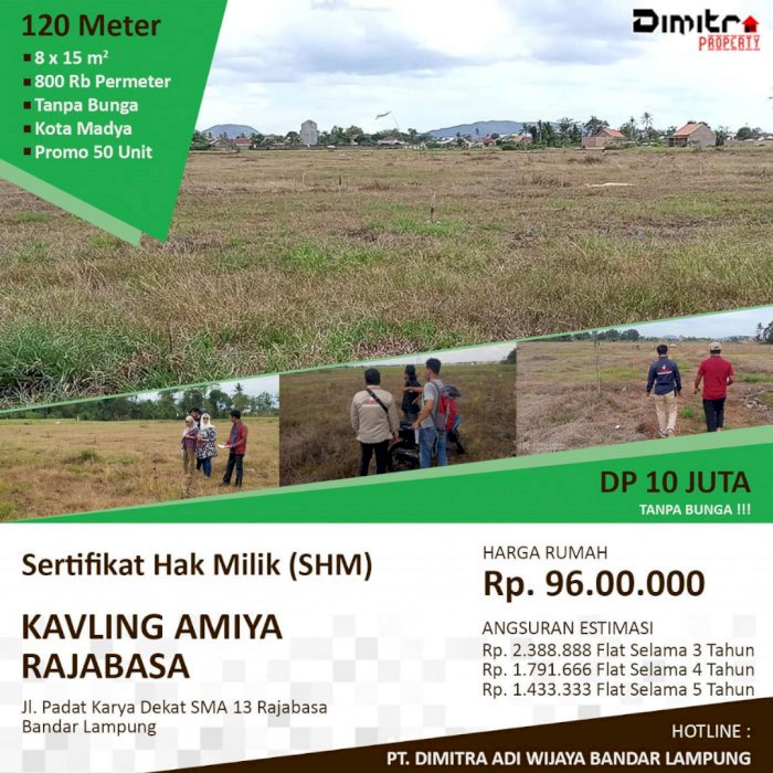 Tanah kavling murah, lokasi dekat SMA 13 bandar lampung