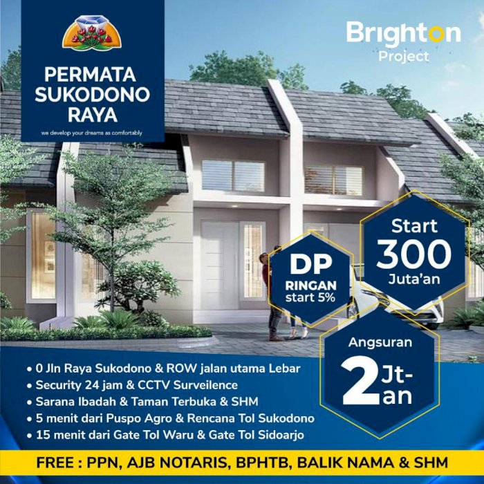 Permata Sukodono Raya. Nol jalam raya. Start from 300 jt an