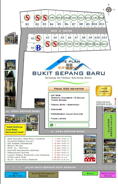 Dijual tanah  kavling bukit sepang baru Kota serang