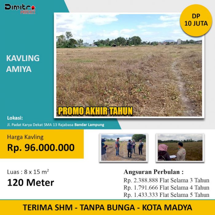 kavling Syariah bandar lampung lokasi dekat SMA 13 bandar lampung