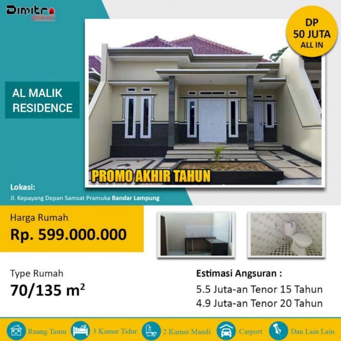 Sisa 2 Unit siap bangun, lokasi strategis 3 menit dari UNILA