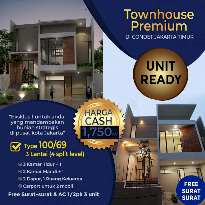 Promo Townhouse Syariah Exclusive Di Condet,Dekat Tol Cawang,Tol Cililitan.