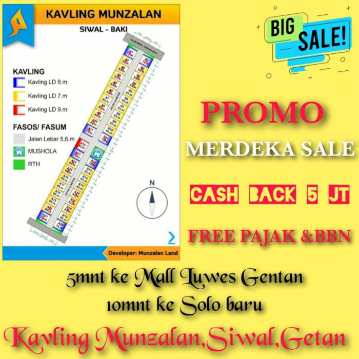 PROMO kavling murah MUNZALAN Siwal,Gentan Raya dekat solo