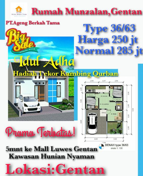 PROMO IDUL ADHA Rumah murah di Siwal,Gentan dekat Solo