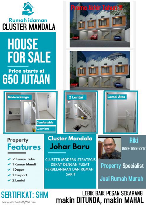 Rumah cantik dan murah 2 lantai klaster Mandala Johar baru