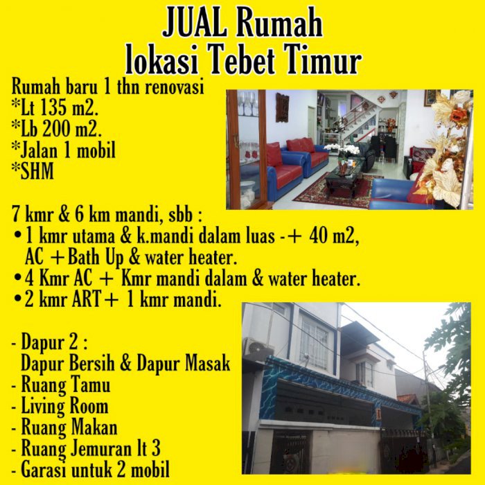 JUAL CEPAT Rumah Tebet Timur bangunan baru eklusif NEGO BEBAS BANJIR