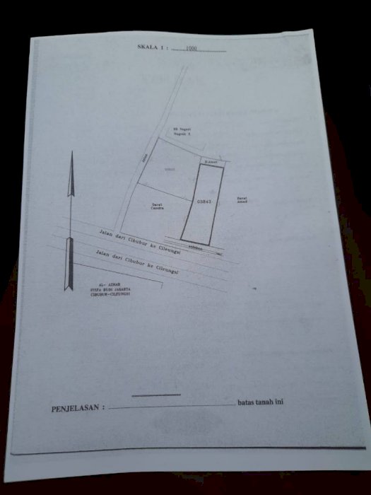 Tanah Seluas 1037 M2 Di Jalan Transyogi Cibubur Cileungsi